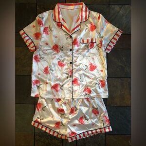 Strawberry Summers Silky Pajama PJ Short Set Ladies Large NWT